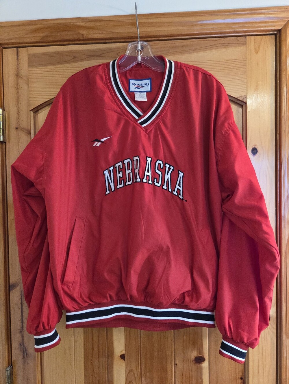 University Nebraska Cornhuskers Pullover Windbreaker Red Large Vintage 90s Logo